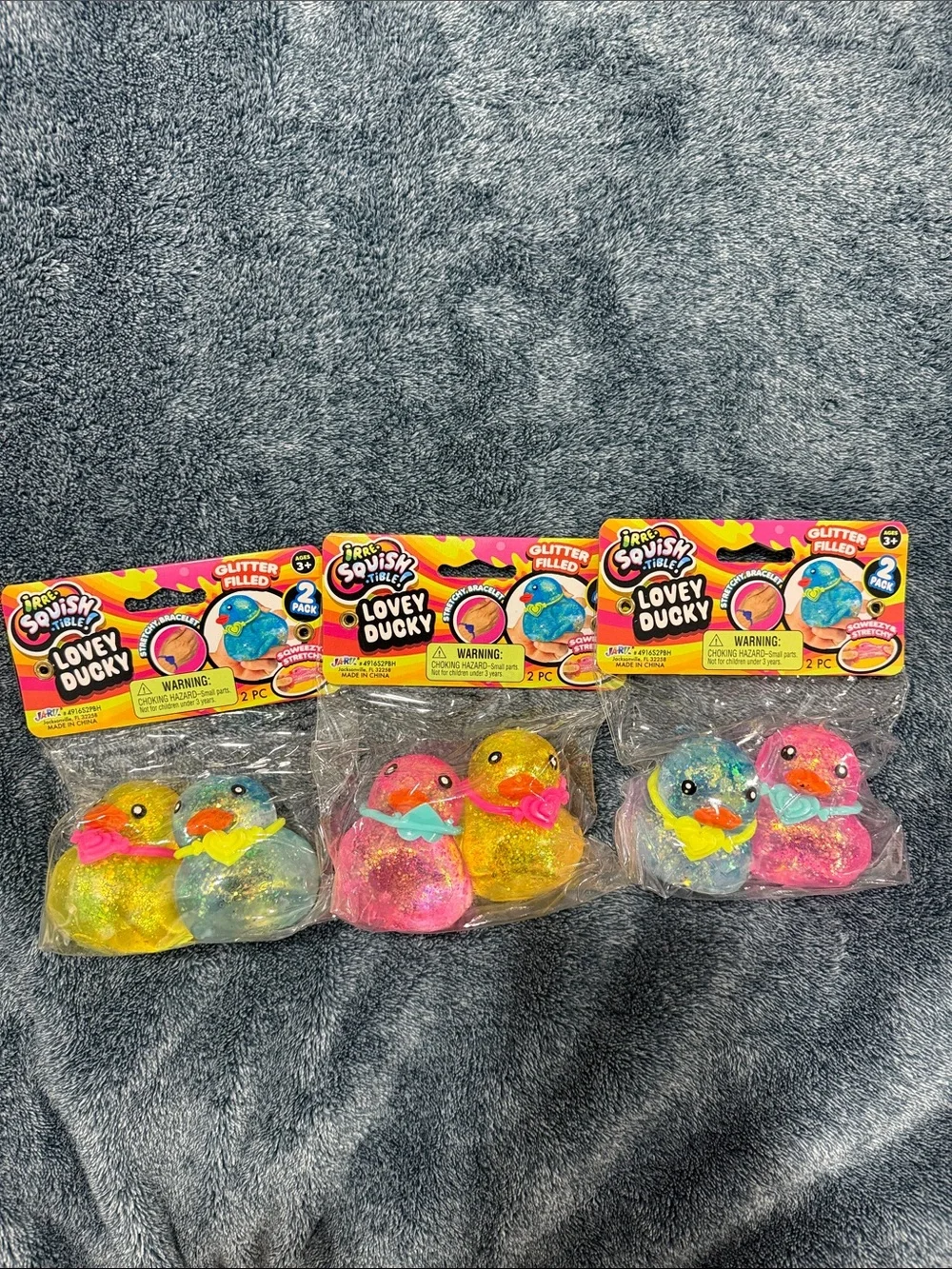Lovey Ducky Glitter-Filled Small Pet Toy Set - Squish N' Squeak